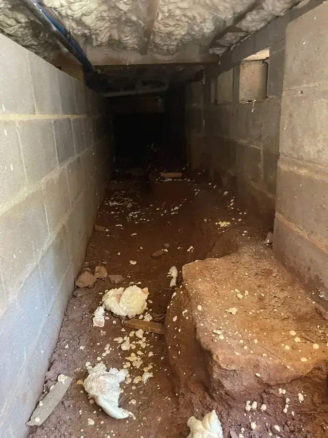 Storm flooding cleared from a lower level in Grayson
